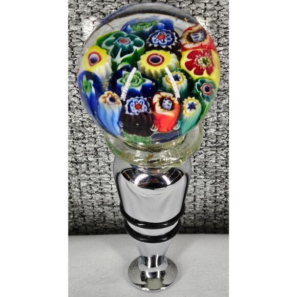 AUTHENTIC MURANO MILLEFIORI GLASS WINE BOTTLE STOPPER – HANDCRAFTED IN ITALY - Picture 3 of 7